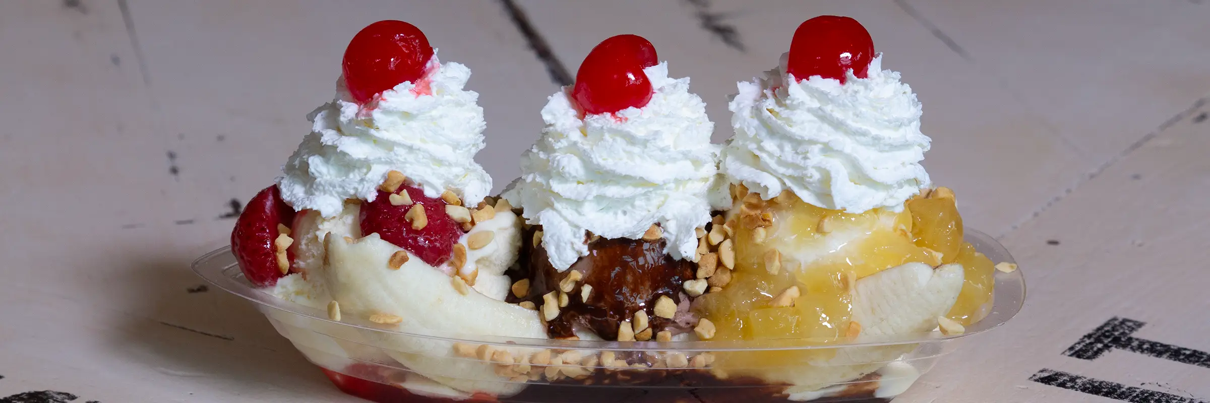 A classic banana split from Lickity Split - Desktop